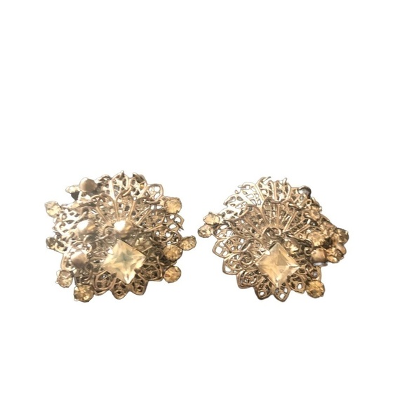 Vintage 4 Pair Clip On Earrings/Screw On Faux Pearl CZ Rhinestone Summer Fashion - Picture 6 of 9